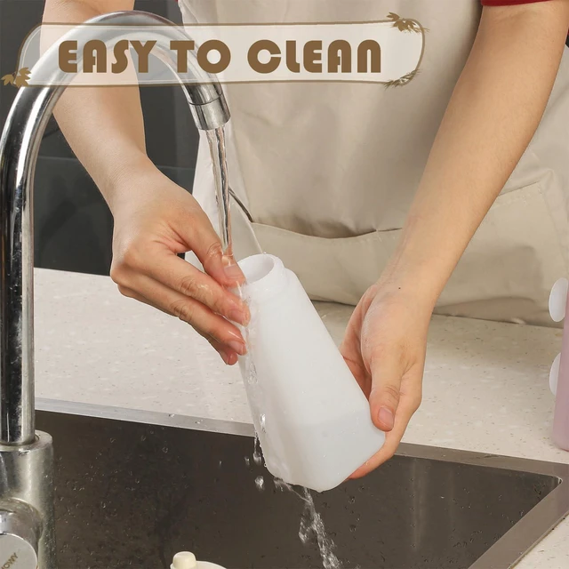 Alt view image 7 of 7 - 10oz Silicone Squeeze Bottle Leak Proof Condiment Dispenser with Lid & Measurement Marks White Sauce Container for Ketchup Oil Syrup Salad Dressing