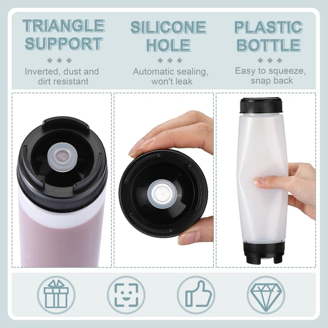 Alt view image 6 of 6 - 3 Pcs 16 oz Inverted Plastic Squeeze Bottles, Refillable Tip Large Valve Dispenser Condiment Squeeze Bottle for Sauces Ketchup Sour Cream Self Sealing Syrup Dispenser for Restaurants (Black)
