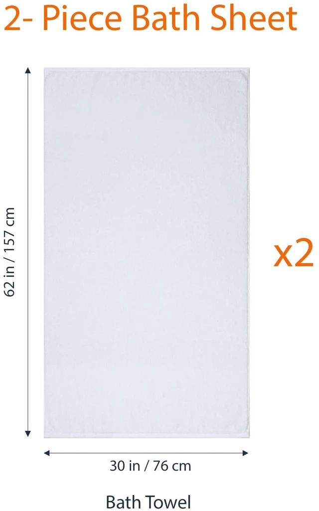 Alt view image 2 of 5 - 2-Piece Quick-Dry Oversize Bath Towel, 100% Cotton, 62" x 30", White