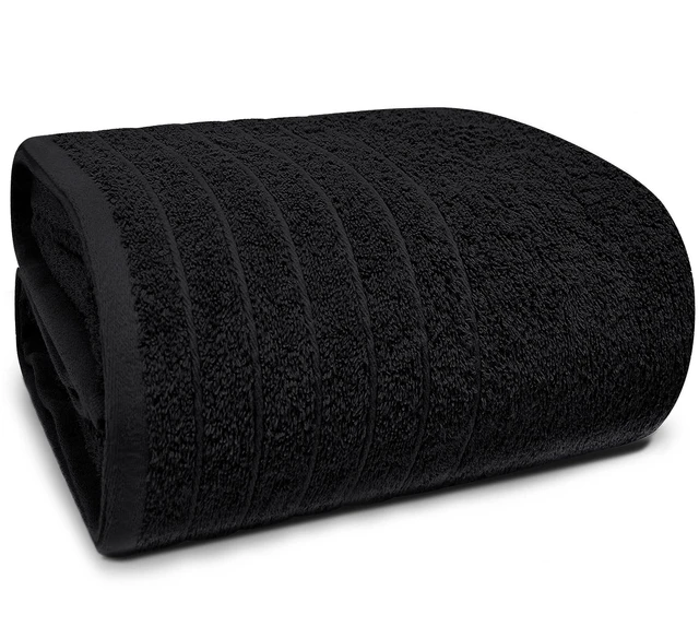 Main image of 1 Piece Jumbo Bath Sheet 40 x 80 Inches, Black | Extra Large & Light Weight, Quicker to Dry, 100% Cotton, Super Soft & Absorbent, Perfect to Wrap Yourself in