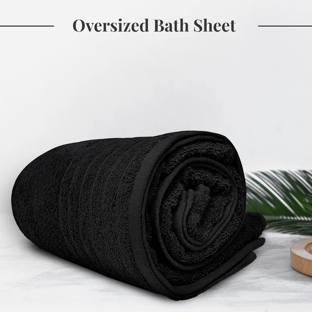 Alt view image 2 of 7 - 1 Piece Jumbo Bath Sheet 40 x 80 Inches, Black | Extra Large & Light Weight, Quicker to Dry, 100% Cotton, Super Soft & Absorbent, Perfect to Wrap Yourself in