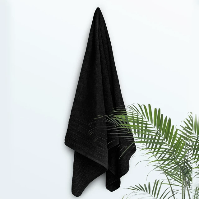 Alt view image 4 of 7 - 1 Piece Jumbo Bath Sheet 40 x 80 Inches, Black | Extra Large & Light Weight, Quicker to Dry, 100% Cotton, Super Soft & Absorbent, Perfect to Wrap Yourself in