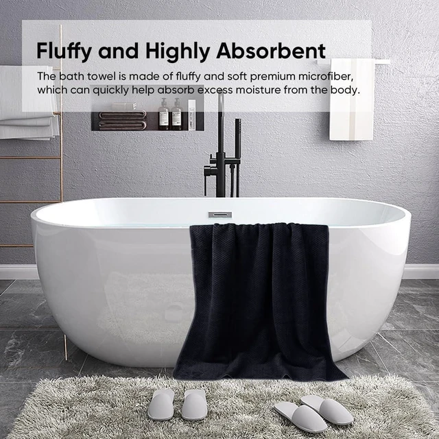 Alt view image 5 of 7 - Bath Sheets 2PK, 35x70 in, Absorbent&Soft, Extra Large Bath Towel | Lightweight and Quick Drying Microfiber Towels for Bathroom, Yoga, SPA, Fitness, Black