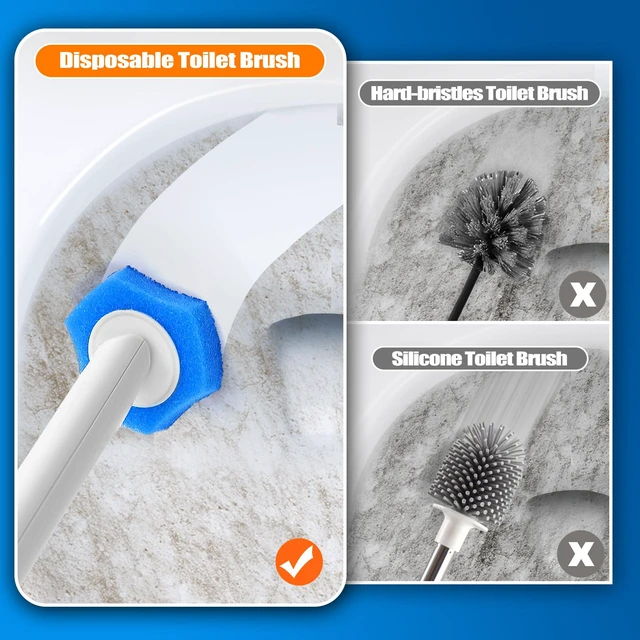 Alt view image 5 of 6 - Disposable Toilet Brush, Toilet Bowl Wand Holder Set with Upgraded Clamping System, 16PCS Cleaner Refills, Bathroom Cleaning Tool for Sink Bathtub Drain Wash Basin Urinal