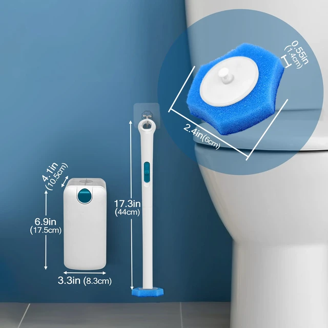 Alt view image 6 of 6 - Disposable Toilet Brush, Toilet Bowl Wand Holder Set with Upgraded Clamping System, 16PCS Cleaner Refills, Bathroom Cleaning Tool for Sink Bathtub Drain Wash Basin Urinal