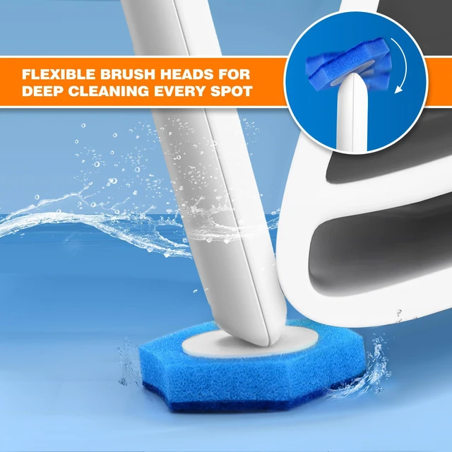 Alt view image 3 of 6 - Disposable Toilet Brush, Toilet Bowl Wand Holder Set with Upgraded Clamping System, 16PCS Cleaner Refills, Bathroom Cleaning Tool for Sink Bathtub Drain Wash Basin Urinal