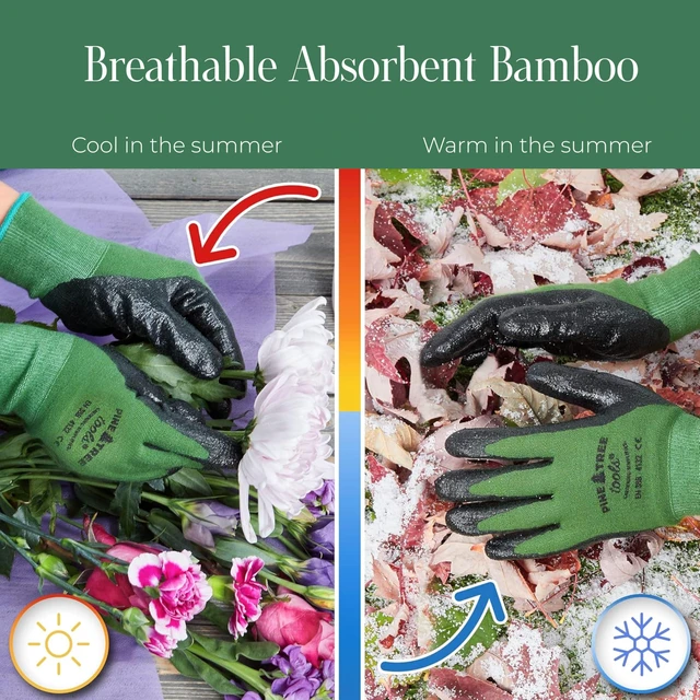 Alt view image 2 of 7 - Bamboo Garden Gloves for Women & Men - Multi-purpose Work Gloves - Breathable and Absorbent Bamboo Garden Gloves Men and Women - Gardening Work Gloves