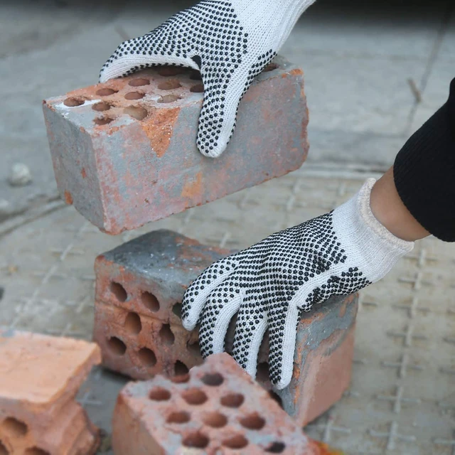 Alt view image 5 of 7 - Cotton Polyester String Knit Shell Safety Protection Work Gloves for Painter Mechanic Industrial Warehouse Gardening Construction Men & Women 12 Pairs, With Two Side dots, L Size