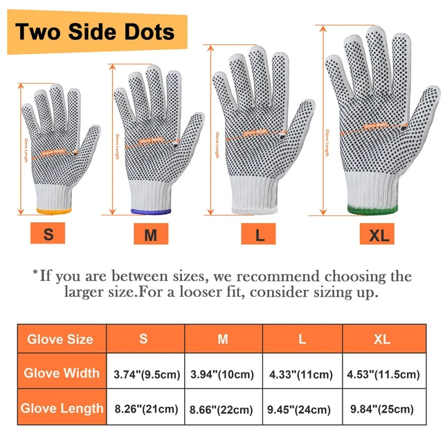 Alt view image 6 of 7 - Cotton Polyester String Knit Shell Safety Protection Work Gloves for Painter Mechanic Industrial Warehouse Gardening Construction Men & Women 12 Pairs, With Two Side dots, L Size