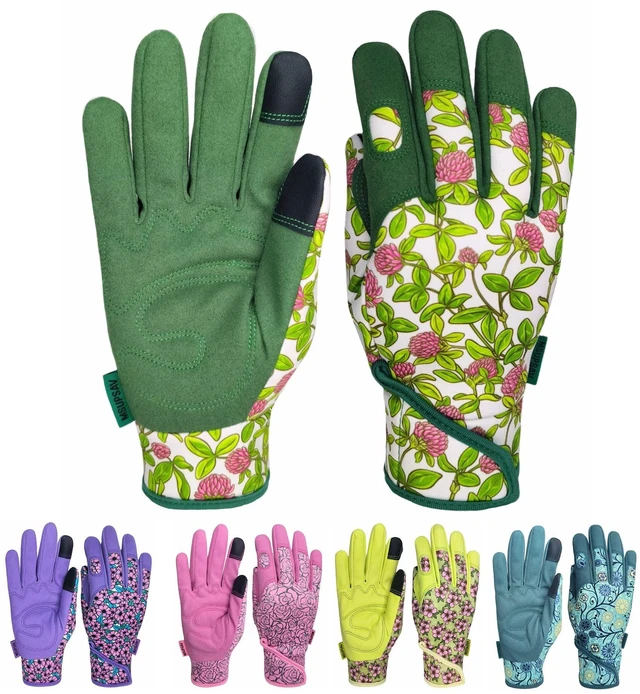 Main image of Gardening Gloves Women,Garden Glove,Gardener's Gift,Green,Medium | Spandex,Cute Pattern,Synthetic Leather,Touchscreen,Machine Washable,Flexible Fit,Protection Palm,Gardening Gifts