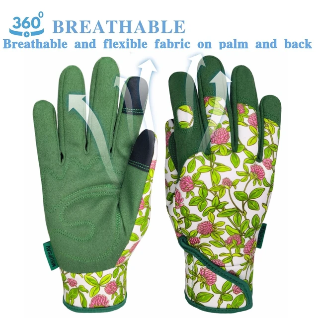 Alt view image 6 of 7 - Gardening Gloves Women,Garden Glove,Gardener's Gift,Green,Medium | Spandex,Cute Pattern,Synthetic Leather,Touchscreen,Machine Washable,Flexible Fit,Protection Palm,Gardening Gifts