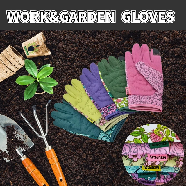 Alt view image 7 of 7 - Gardening Gloves Women,Garden Glove,Gardener's Gift,Green,Medium | Spandex,Cute Pattern,Synthetic Leather,Touchscreen,Machine Washable,Flexible Fit,Protection Palm,Gardening Gifts