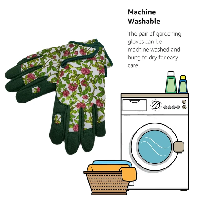 Alt view image 5 of 7 - Gardening Gloves Women,Garden Glove,Gardener's Gift,Green,Medium | Spandex,Cute Pattern,Synthetic Leather,Touchscreen,Machine Washable,Flexible Fit,Protection Palm,Gardening Gifts