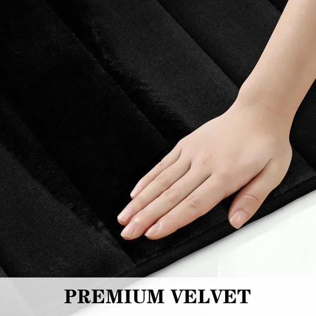 Alt view image 6 of 7 - Black Memory Foam Bathroom Rug Set 17"x24"+20"x32"+U20 x24 | Non Slip Extra Soft Absorbent Machine Washable Toilet Bath Toilet Mat for Shower