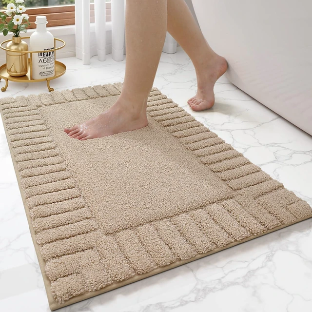 Alt view image 7 of 7 - Soft Bathroom Rugs Absorbent, Non Slip Bath Mat 20x32, Beige | Machine Washable with Rubber Backing, Quick Dry, Premium Microfiber Carpet for Shower Floor