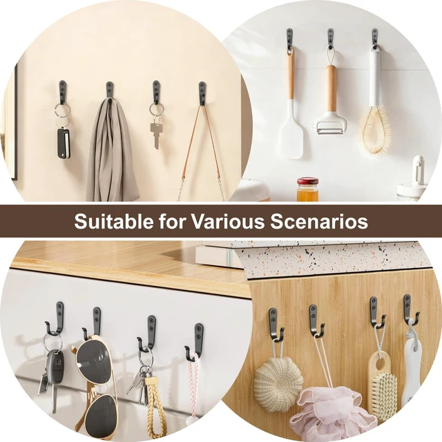 Alt view image 4 of 7 - 20Pack Towel Hooks for Bathroom, Heavy Duty Black Metal Wall Hooks | Wall Hooks for Robe, Coat, Kitchen, Closet, Garage Organizer, Outdoor Hanging