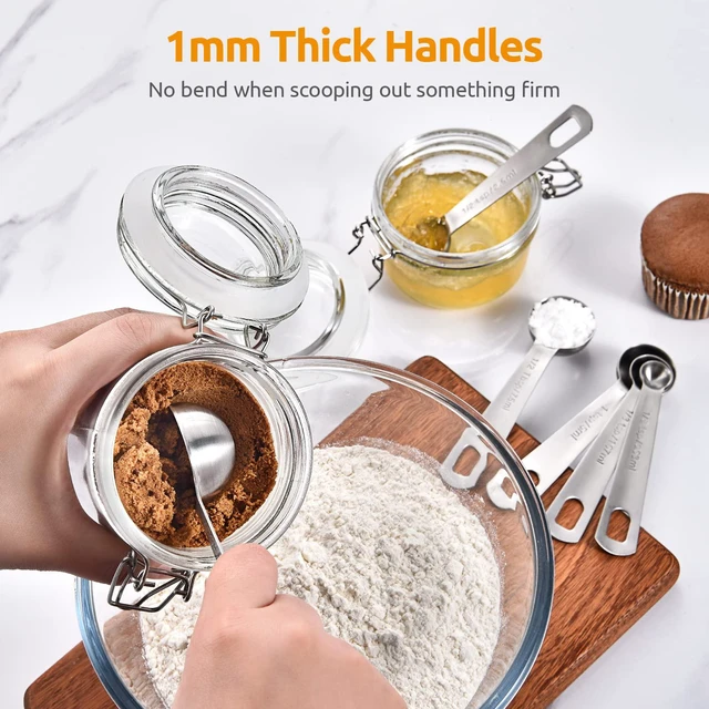 Alt view image 5 of 7 - 18/8 Stainless Steel Measuring Spoons Set of 9, Teaspoon Tablespoon | Kitchen Metal Measure Set, 1/16tsp, 1/8tsp, 1/4tsp, 1/3tsp, 1/2tsp, 3/4tsp, 1tsp, 1/2tbsp, 1tbsp for Dry & Liquid Ingredients