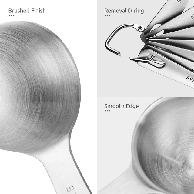 Alt view image 6 of 7 - 18/8 Stainless Steel Measuring Spoons Set of 9, Teaspoon Tablespoon | Kitchen Metal Measure Set, 1/16tsp, 1/8tsp, 1/4tsp, 1/3tsp, 1/2tsp, 3/4tsp, 1tsp, 1/2tbsp, 1tbsp for Dry & Liquid Ingredients