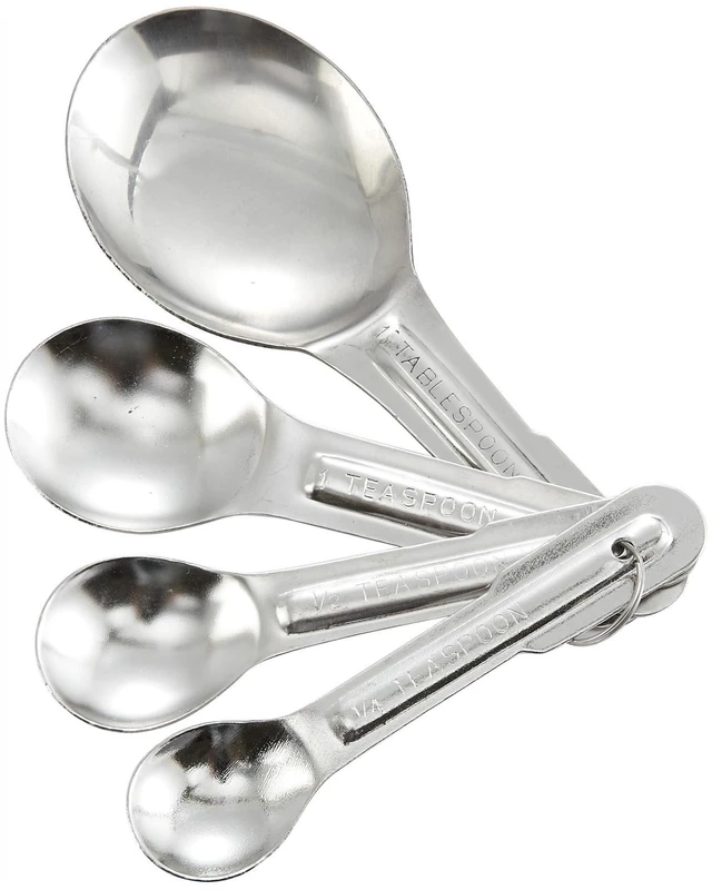 Main image of Stainless Steel Measuring Spoons, Set, 4-Piece | Dishwasher safe, Precision measurements, Restaurant service, Great for Baking, Recipes, Portioning and Kitchen Prep