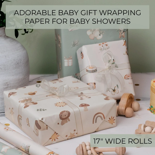 Alt view image 4 of 7 - Beautiful Gift Wrapping Paper Rolls for Baby Shower - Cute Set of 3 | Quality 17 X 120 in Rolls for Birthdays and Baby Showers - Add a Touch of Magic to Every Gift You Wrap