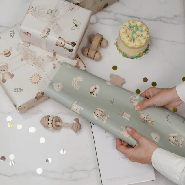 Alt view image 5 of 7 - Beautiful Gift Wrapping Paper Rolls for Baby Shower - Cute Set of 3 | Quality 17 X 120 in Rolls for Birthdays and Baby Showers - Add a Touch of Magic to Every Gift You Wrap