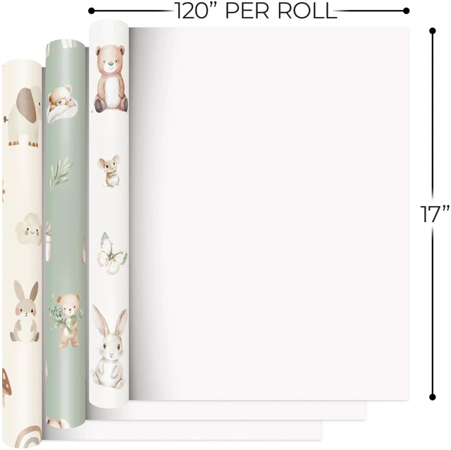 Alt view image 6 of 7 - Beautiful Gift Wrapping Paper Rolls for Baby Shower - Cute Set of 3 | Quality 17 X 120 in Rolls for Birthdays and Baby Showers - Add a Touch of Magic to Every Gift You Wrap