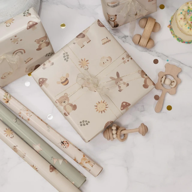 Alt view image 7 of 7 - Beautiful Gift Wrapping Paper Rolls for Baby Shower - Cute Set of 3 | Quality 17 X 120 in Rolls for Birthdays and Baby Showers - Add a Touch of Magic to Every Gift You Wrap