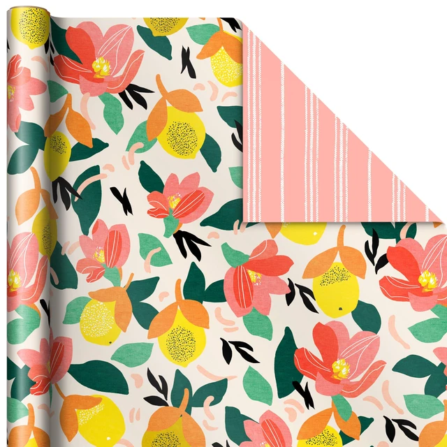 Alt view image 4 of 6 - Reversible Wrapping Paper, 3 Rolls (Floral, Lemons, Abstract)