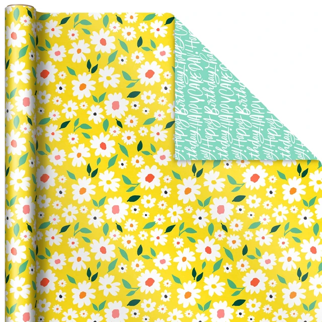 Alt view image 5 of 6 - Reversible Wrapping Paper, 3 Rolls (Floral, Lemons, Abstract)