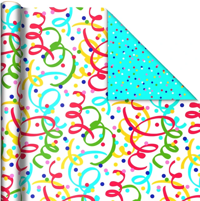 Alt view image 5 of 6 - Reversible Birthday Wrapping Paper Rolls, 2-Rolls (Confetti, Dots)