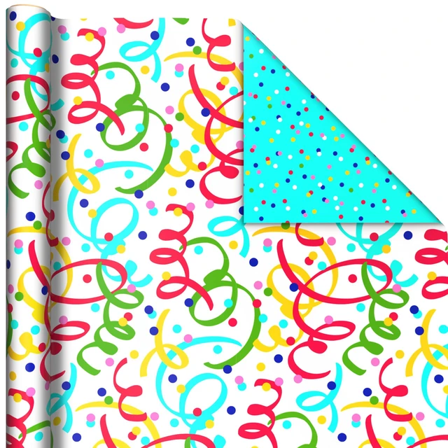 Alt view image 6 of 6 - Reversible Birthday Wrapping Paper Rolls, 2-Rolls (Confetti, Dots)