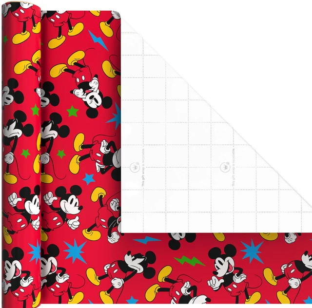 Alt view image 5 of 7 - Disney Wrapping Paper Mini Rolls, 3-Pack (Mickey Mouse) 45 Sq. Ft. | Mini rolls are perfect for easy storage, Grid Lines, Recyclable, 45 Sq. Ft. Total, Red and Black Character Designs