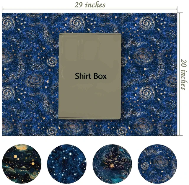 Alt view image 2 of 7 - Galaxy Wrapping Paper - Blue Gold Night Sky Nebula Star Gift Wrap for Birthday, Party, Holiday 8 Folded Sheets 20 x 29 Inch, Easy to Store