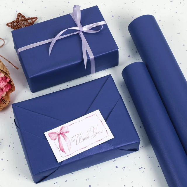 Alt view image 4 of 7 - Navy Blue Matte Wrapping Paper, 17 Inches X 27.2 Feet (38.5 sq.ft.) Solid Color Pearly-Lustre Paper Roll for Christmas Birthday Baby Shower Wedding Gift Wrap