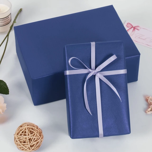Alt view image 6 of 7 - Navy Blue Matte Wrapping Paper, 17 Inches X 27.2 Feet (38.5 sq.ft.) Solid Color Pearly-Lustre Paper Roll for Christmas Birthday Baby Shower Wedding Gift Wrap
