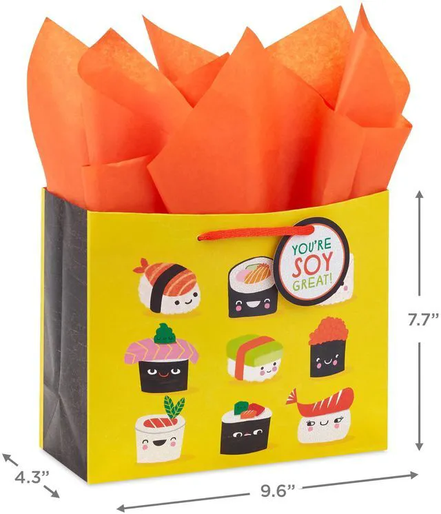 Alt view image 3 of 6 - 7" Medium Gift Bag with Tissue Paper and Gift Tag (Sushi)