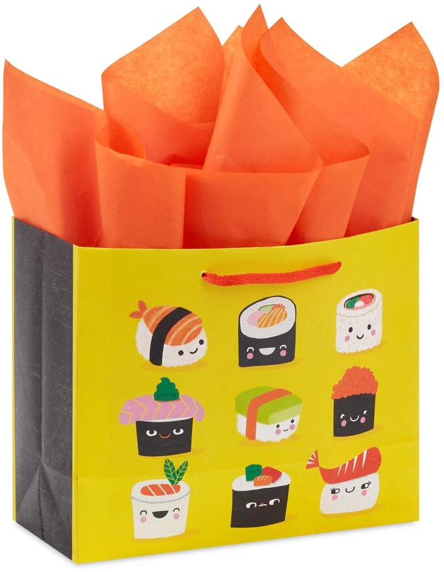 Alt view image 4 of 6 - 7" Medium Gift Bag with Tissue Paper and Gift Tag (Sushi)