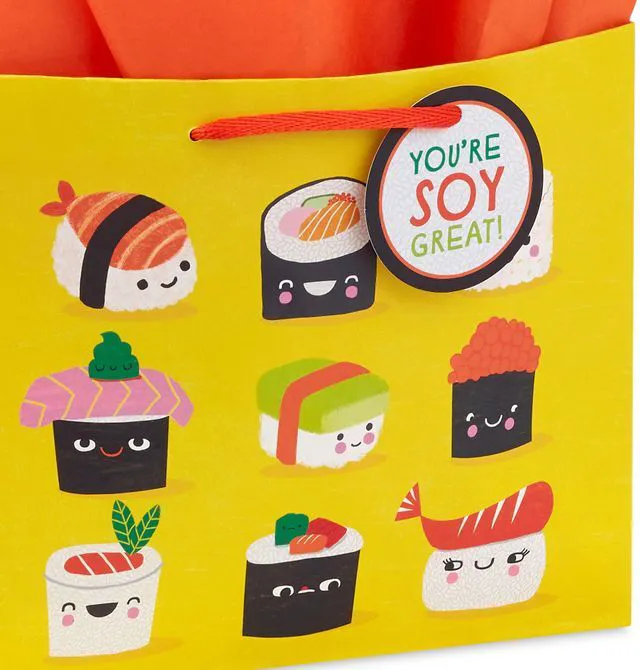 Alt view image 6 of 6 - 7" Medium Gift Bag with Tissue Paper and Gift Tag (Sushi)