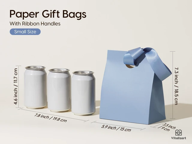 Alt view image 2 of 7 - Paper Gift Bags With Ribbon Handles Small Assorted Bulk Pack | 10 Reusable Bags Set For Gift Wrap Girls Kids Birthday Bridal Shower Party Favors Goodie Candy Christmas 5.91"x3.54"x7.28"