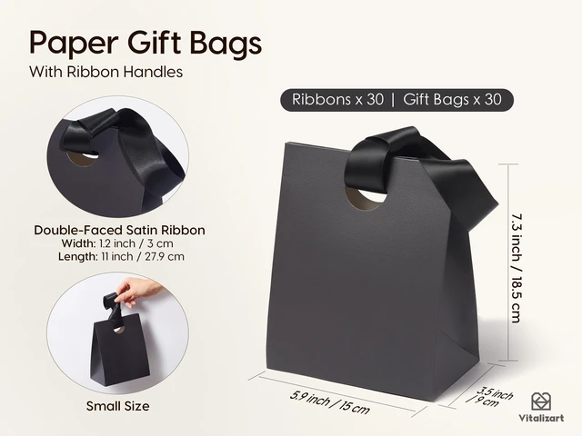 Alt view image 3 of 7 - Paper Gift Bags With Ribbon Handles Small Assorted Bulk Pack | 10 Reusable Bags Set For Gift Wrap Girls Kids Birthday Bridal Shower Party Favors Goodie Candy Christmas 5.91"x3.54"x7.28"