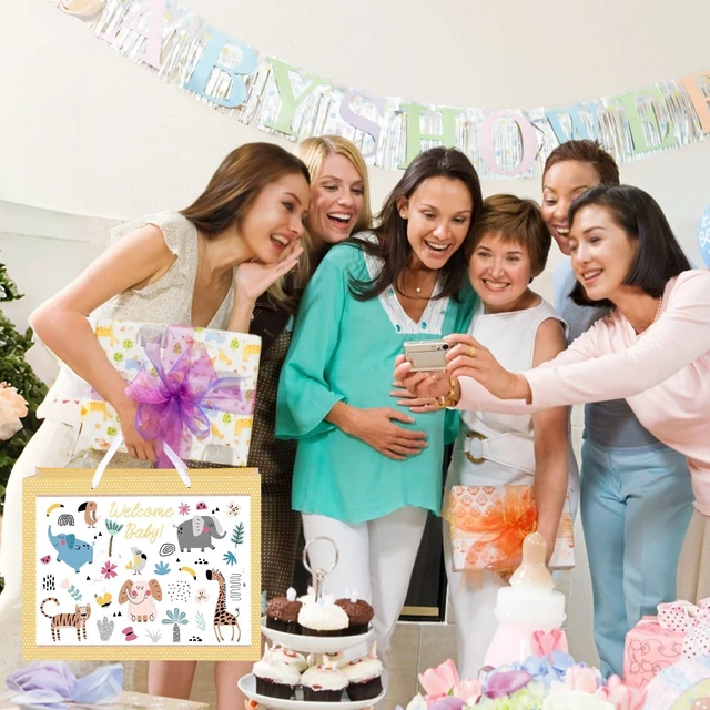 Alt view image 6 of 6 - 14.5" Baby Gift Bag for Baby Shower Boys Girls Birthday Party | Include Tissue Paper & Greeting Cards, Ribbon Handles, Cute Animals Design, for Baby Shower and Birthday Gifts