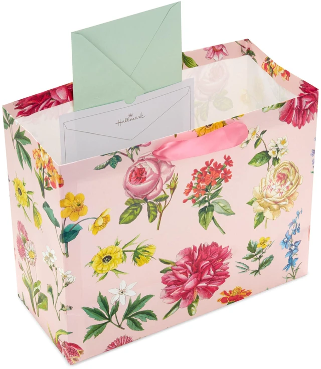 Alt view image 4 of 6 - 10" Large Gift Bag with Tissue Paper (Pink Floral with Bow)