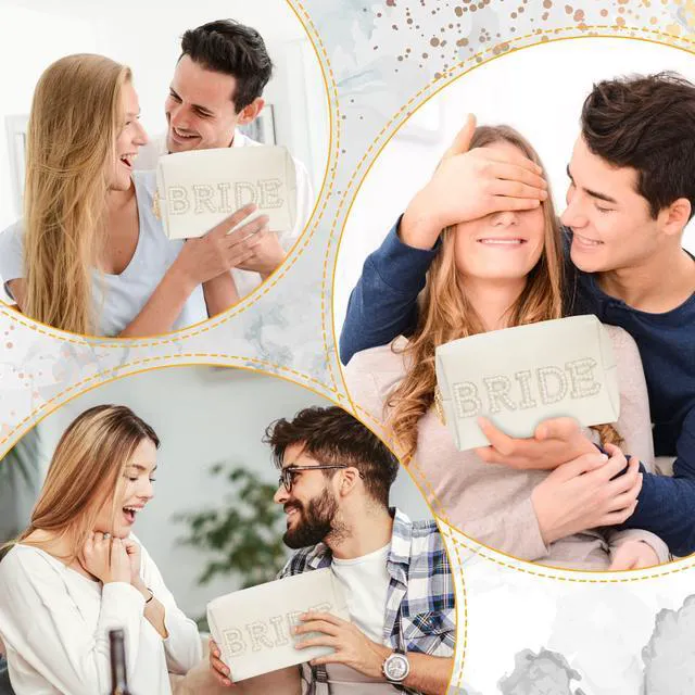Alt view image 6 of 6 - Bride Patch Letter Makeup Bag for Women Bridesmaid Engagement Gift for Her White Pearl Rhinestone Travel Toiletry Bag Make Up Bag Pouch for Purse Bridal Shower Gifts for Engagement Wedding