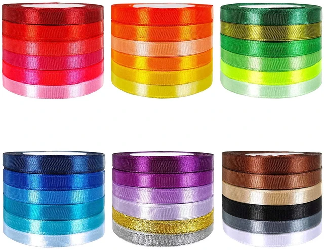 Alt view image 2 of 7 - 36 Colors 900 Yards Satin Metallic Glitter Ribbons Rolls for Craft, Embellish Decorative Ribbons 2/5" Wide for Floral Bouquet Gift Wrapping Bows Wedding Shower Decoration