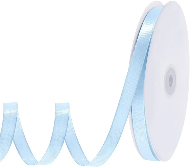 Main image of 120 Yards Blue Satin Ribbon 3/8 Inch Light Baby Blue Thin Ribbon | Blue Ribbons for Graduation Baby Boy Shower Gender Reveal Bows Balloon Flower Bouquet Crafts Cake Wedding Dorothy Costume