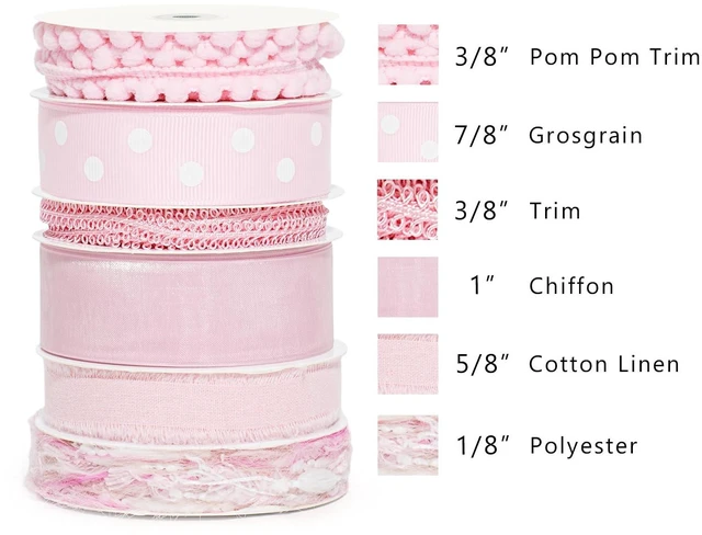 Alt view image 4 of 7 - Pink Ribbons for Crafts 6 Rolls Baby Pink Ribbons | 30 Yards Thin Pink Ribbon for Baby Showers, Sewing, Gift Wrapping, Clothing Trim, Parties, Home Decor
