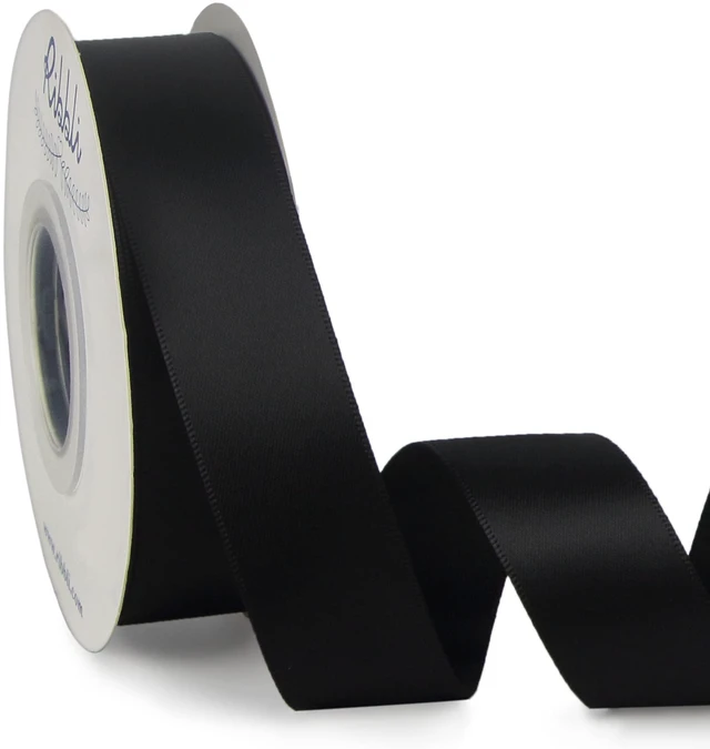 Main image of Double Faced Black Satin Ribbon,1 x Continuous 25 Yards,Use for Bows Bouquet,Gift Wrapping,Floral Arrangement