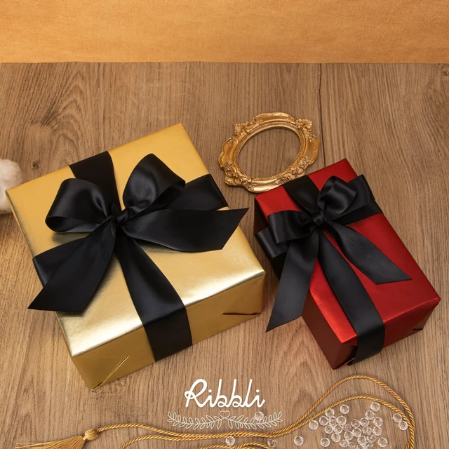 Alt view image 4 of 5 - Double Faced Black Satin Ribbon,1 x Continuous 25 Yards,Use for Bows Bouquet,Gift Wrapping,Floral Arrangement