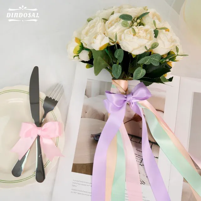 Alt view image 4 of 6 - Pastel Satin Ribbon Set, 1 Inch x 60 Yards, 6 Rolls Assorted | Rainbow Ribbon, For Easter Decor, Spring Party & Bridal Shower, Gift Wrapping & Bouquets, Bows and Crafts , Wedding