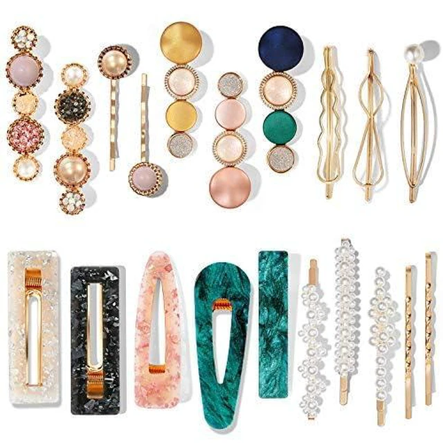 Alt view image 2 of 7 - 20 PCS Macaron Pearl Acrylic Resin Fashion Hair Clips Set, Cute Hair Barrettes Bobby Pins, Boho Fancy Hairpin Accessories Headwear Styling Tools, Gifts for Women Girls Decorative Wedding